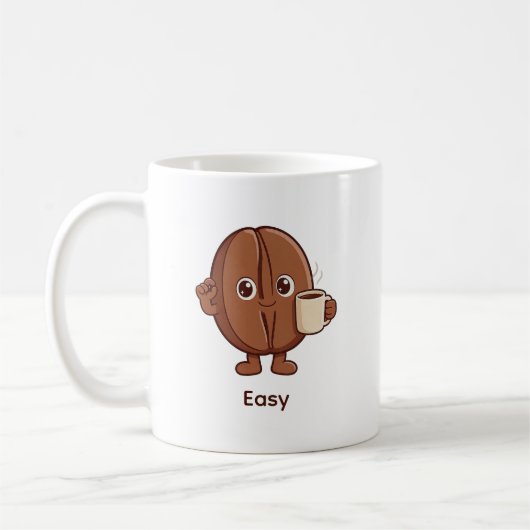 Leise Selbstbewusste Kaffeebohnen Charakter Kaffeetasse (Links)