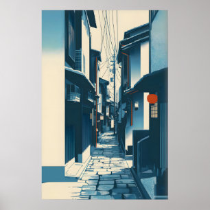 Leise Straße in Kyoto Druck Minimalistischer Japan Poster