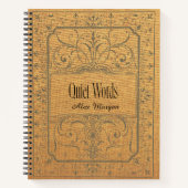 'Leise Worte' Beige Blumen-Journal-Geschenk mit Na Notizblock (Vorderseite)