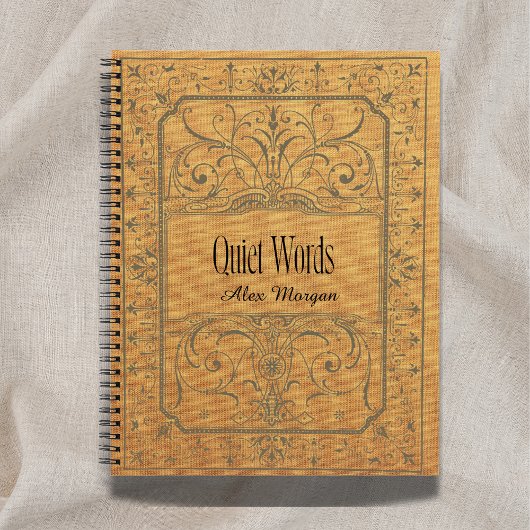 'Leise Worte' Beige Blumen-Journal-Geschenk mit Na Notizblock