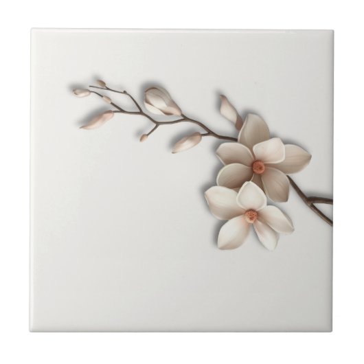 Leiser Luxus Botanische Magnolie Fliese (Vorderseite)