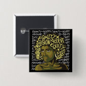 Leistungsstarke Afro Art über Equity und Inklusion Button (Vorne & Hinten)