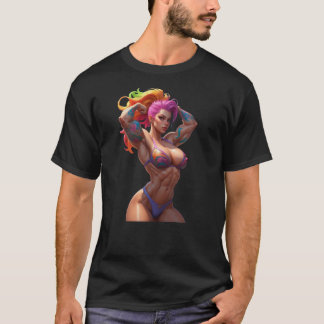 Leistungsstarke Flex Fett-Rainbow-Hair-Fitness-God T-Shirt