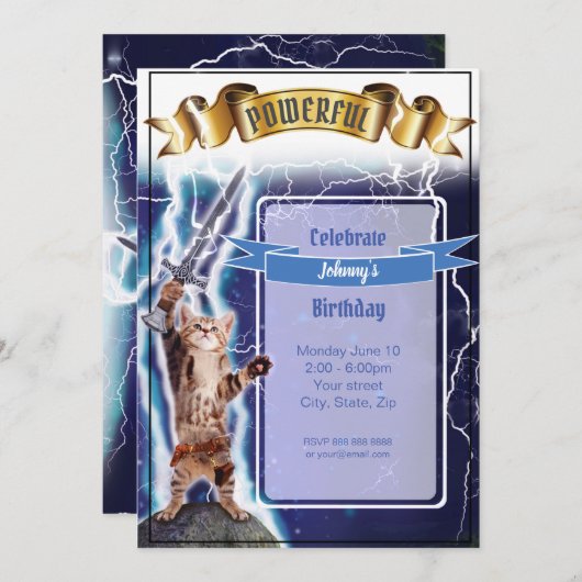 Leistungsstarke Katzen-Einladung Einladung (Vorne/Hinten)