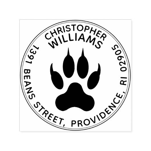 Leistungsstarke Wolf Paw Print Round Rücksendeadre Permastempel (Design)