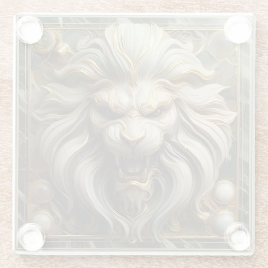 Leistungsstarker Goldener Löwe mit reichhaltiger O Glasuntersetzer (Rückseite)