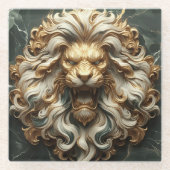 Leistungsstarker Goldener Löwe mit smaragdgrünen A Glasuntersetzer (Vorderseite)