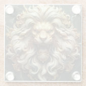 Leistungsstarker Goldener Löwe mit smaragdgrünen A Glasuntersetzer (Rückseite)