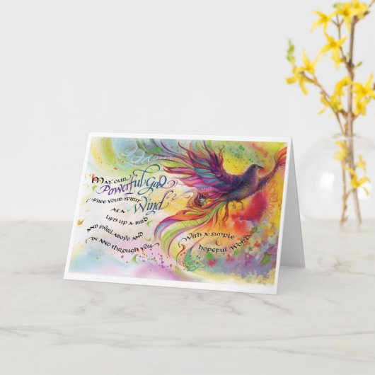 Leistungsstarker Gott/Wind, geklappte Grußkarte, 5 Karte (Gelbe Blume)