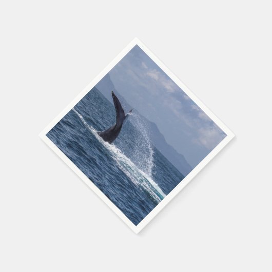 Leistungsstarker Humpback Whale Schwanz Splash Serviette (Ecke)