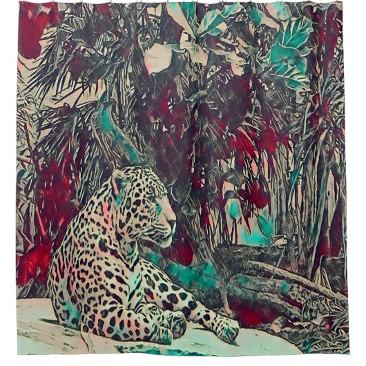 Leistungsstarker Resting Jaguar Duschvorhang (Vorderseite)
