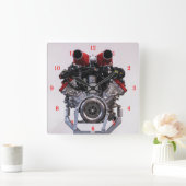 Leistungsstarker V8-Motor Quadratische Wanduhr (Zuhause)