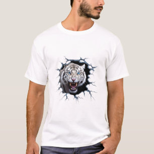 Leistungsstarker, wütender White Lion Strong Luxus T-Shirt