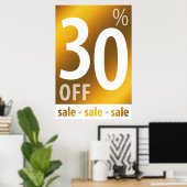 Leistungsstarkes 30%-iges Verkaufszeichen | Golden Poster (Heimbüro)