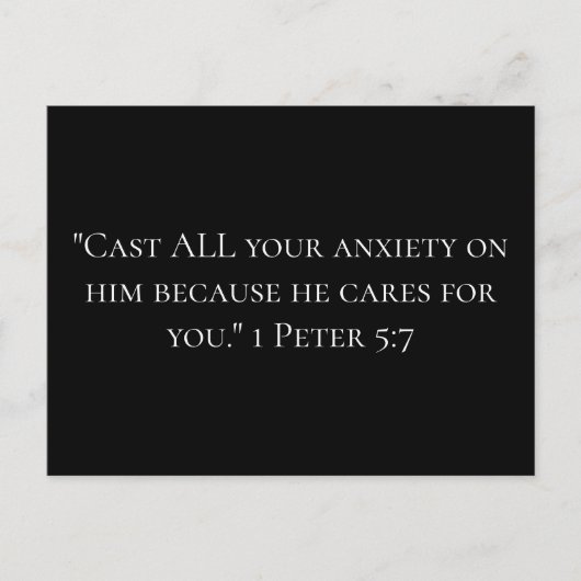 Leistungsstarkes Bibelangebot über Angst in Schwar Postkarte (Vorderseite)