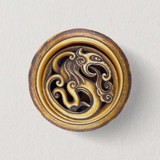 Leistungsstarkes Dragon Oriental Dekor Maskuline Button (Vorderseite)