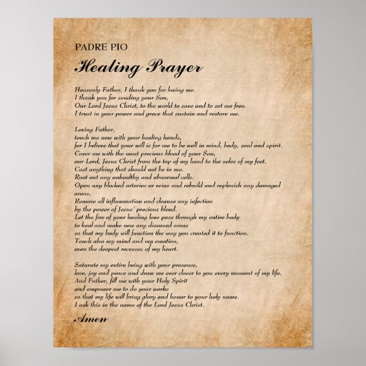 Leistungsstarkes Heilgebet von Padre Pio Poster (Vorne)