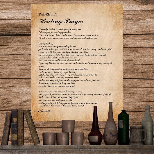Leistungsstarkes Heilgebet von Padre Pio Poster