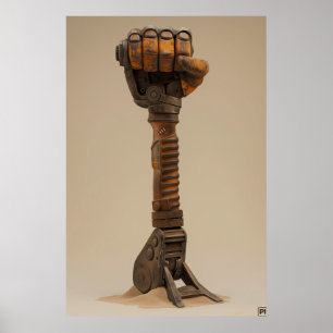 Leistungsstarkes Jackhammer-Faust-3D-Render-Poster Poster