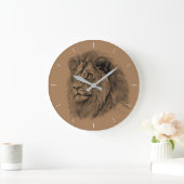 Leistungsstarkes Löwenportrait Große Wanduhr (Zuhause)