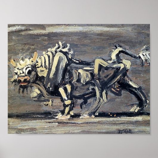Leistungsstarkes "White Ox 1" Gemälde von Lee Jung Poster (Vorne)