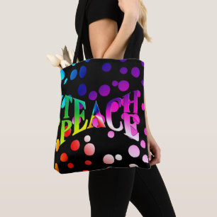 LEITEN PEACE Rainbow Graphic on Polka Dots Tasche