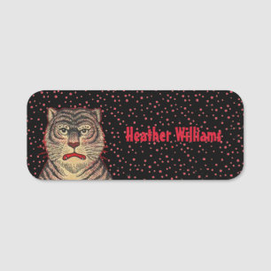 Leiter der asiatischen Tiger Ferocious Gesicht Red Namensschild