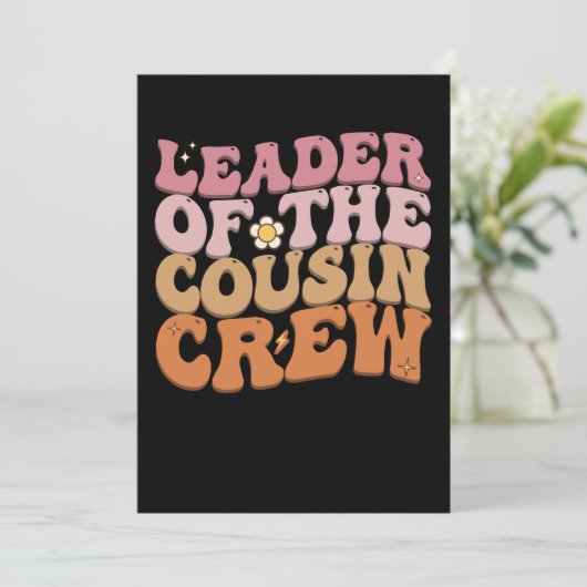 Leiter der Cousin Crew Groovy Retro Einladung (Stehend Vorderseite)