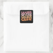 Leiter der Cousin Crew Groovy Retro Quadratischer Aufkleber (Tasche)