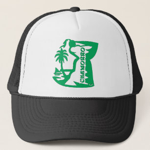 Leiter, der einen latte Stein hält. Guam-Dichtun Truckerkappe