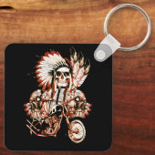 Leiter der Motorräder eines Amerikanischen Ureinwo Schlüsselanhänger (Rückseite)