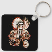 Leiter der Motorräder eines Amerikanischen Ureinwo Schlüsselanhänger (Rückseite)