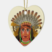 Leiter der Native Amerikanische Ureinwohner Feathe Keramik Ornament (Links)