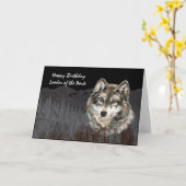 Leiter der Pack Birthday Spaß Wolf Animal Karte (Gelbe Blume)