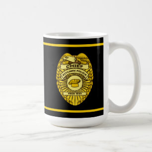 Leiter des Abzeichens der Polizei der Küche Kaffeetasse