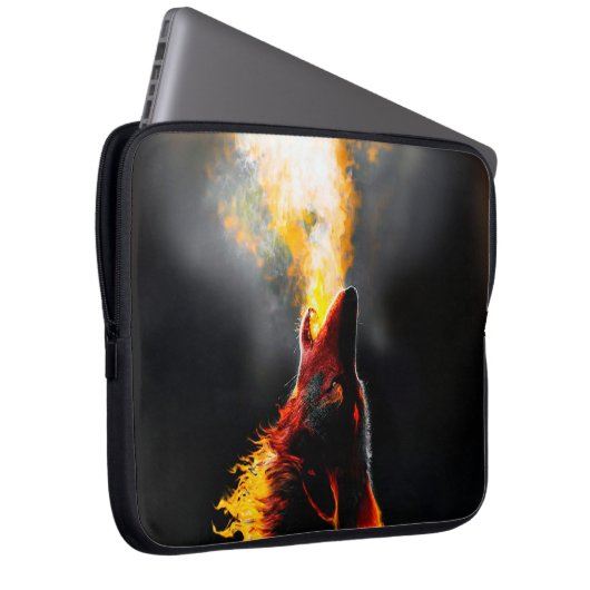 Leiter des aggressiven Feuerwehrwolfs Laptopschutzhülle (Vorne Rechts)