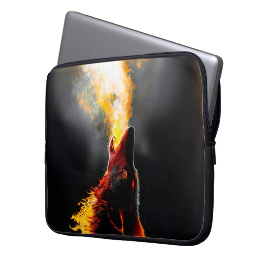 Leiter des aggressiven Feuerwehrwolfs Laptopschutzhülle (Vorderseite Links)