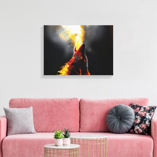 Leiter des aggressiven Feuerwehrwolfs Leinwanddruck (Insitu (Wohnzimmer))