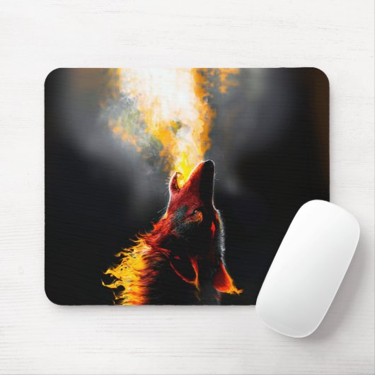 Leiter des aggressiven Feuerwehrwolfs Mousepad (Mit Mouse)