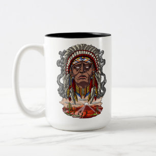 Leiter des Amerikanischen Ureinwohners Zweifarbige Tasse