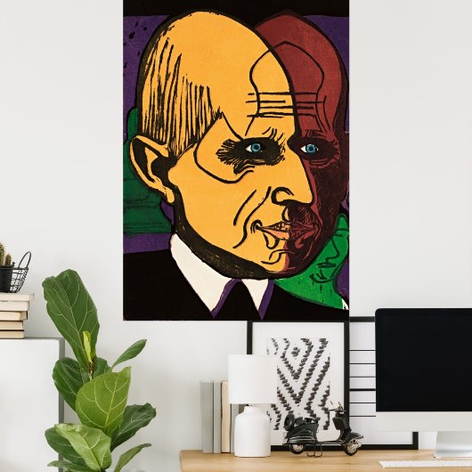 Leiter Dr. Bauer - Retro Expressionist Art Print Poster (Heimbüro)
