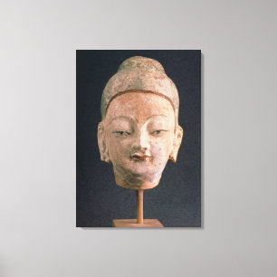 Leiter einer Buddha-Statue aus Bezeklik Leinwanddruck