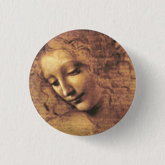 Leiter einer Frau La Scapigliata Leonardo Da Vinci Button (Vorderseite)