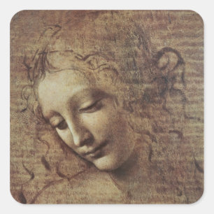 Leiter einer jungen Frau mit Tousled Hair oder, Le Quadratischer Aufkleber