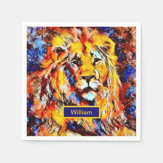 Leiter einer Lion Vintag Art mit Namen Serviette (Vorderseite)