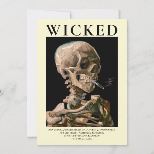 Leiter einer Skeleton Fine Art Halloween Einladung (Vorderseite)