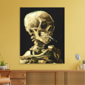 Leiter eines Skeletts mit brennender Zigarette Leinwanddruck (Insitu (Wohnzimmer))