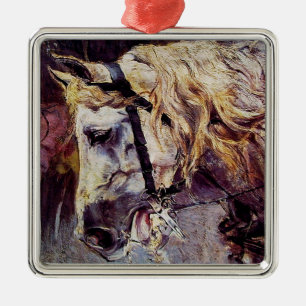 Leiter eines Weißen Pferdes (von Giovanni Boldini) Ornament Aus Metall