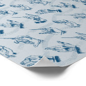 Leiter (Muster in Grau und Indigo) Poster (Ecke)