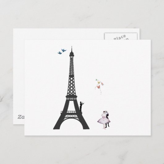 Leiter und Eiffelturm Postkarte (Vorne/Hinten)